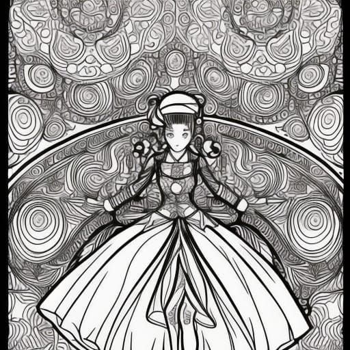 Anime Ballroom Dance: Coloring Page for Adults