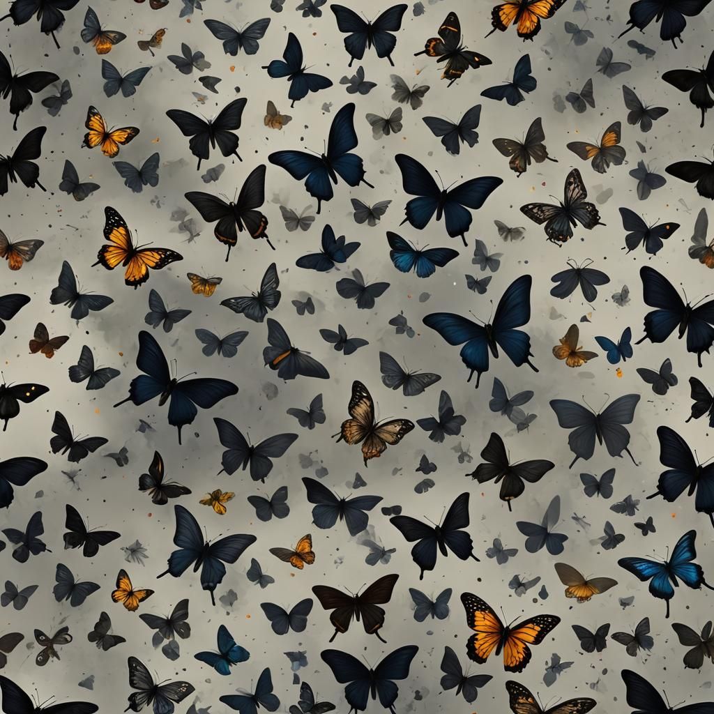 Fantastical Black Butterflies in Detailed Matte Painting