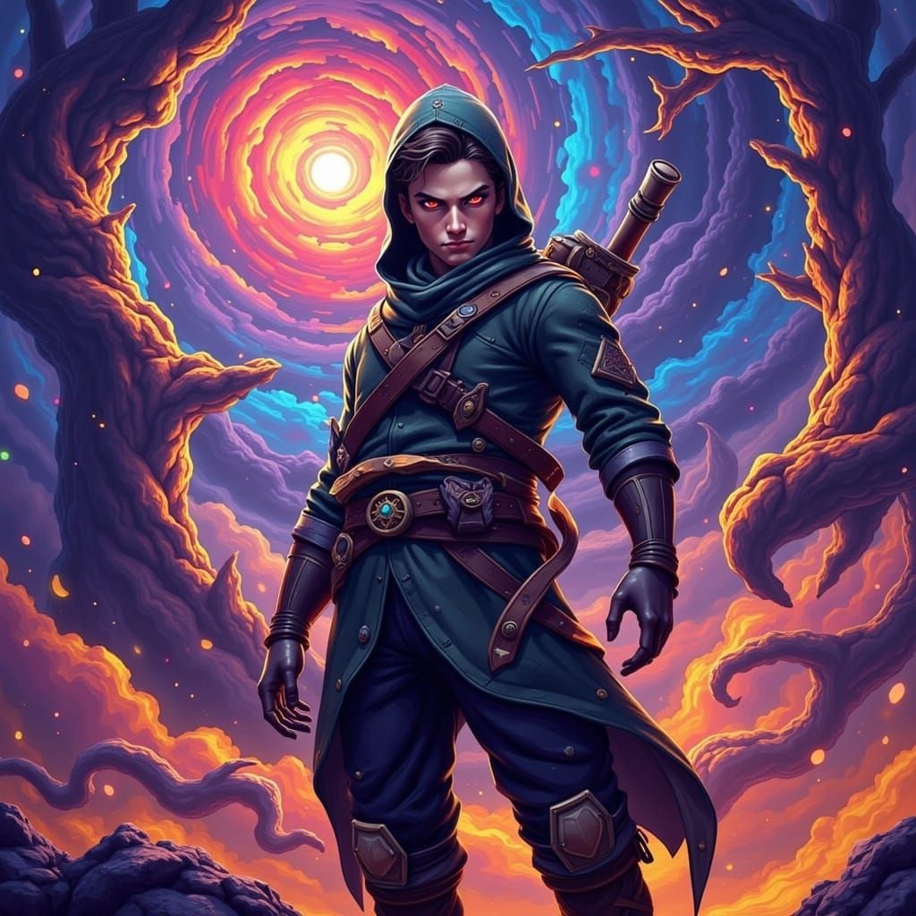 Surreal Forest Explorer in Airbrush Style