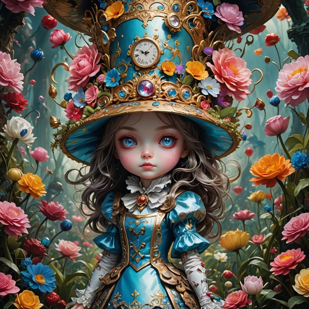 Chibi Alice in Wonderland in Hyperdetailed Style