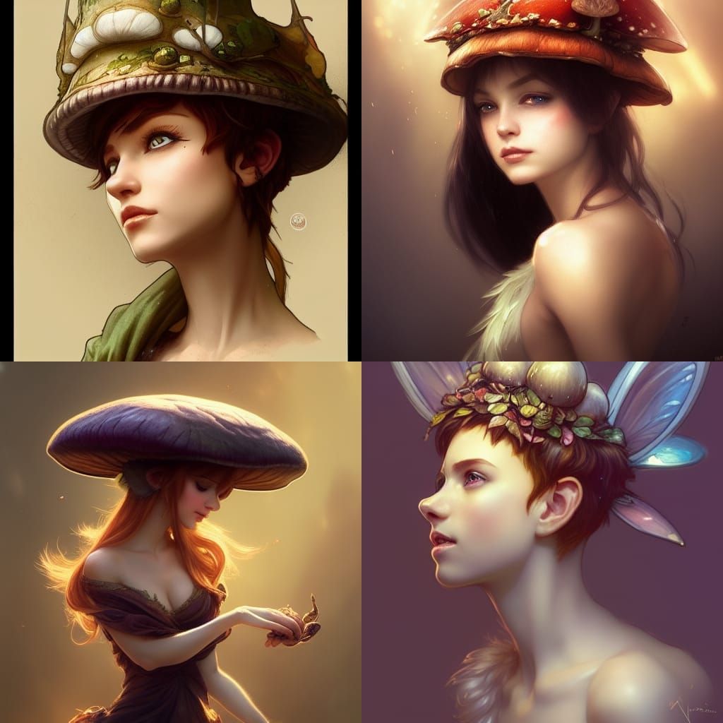 Mushroom Hat Pixie Fairy Portrait in Artgerm Style