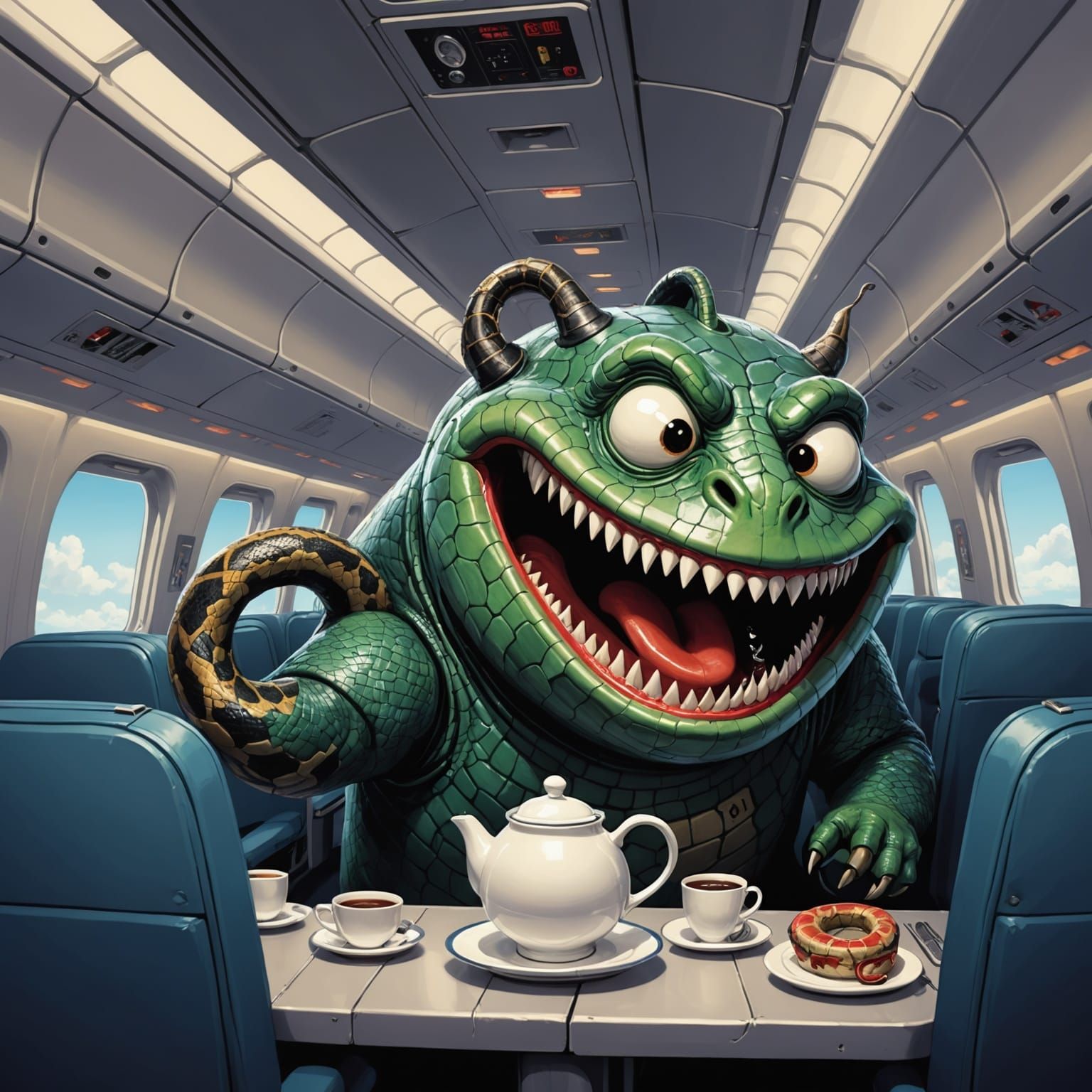 Terrified Teapot's Mid-Flight Nightmare, Tim Burton Style