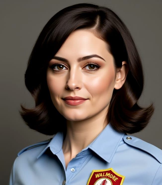 Attractive Female Civil Defense Worker in Cold War Uniform