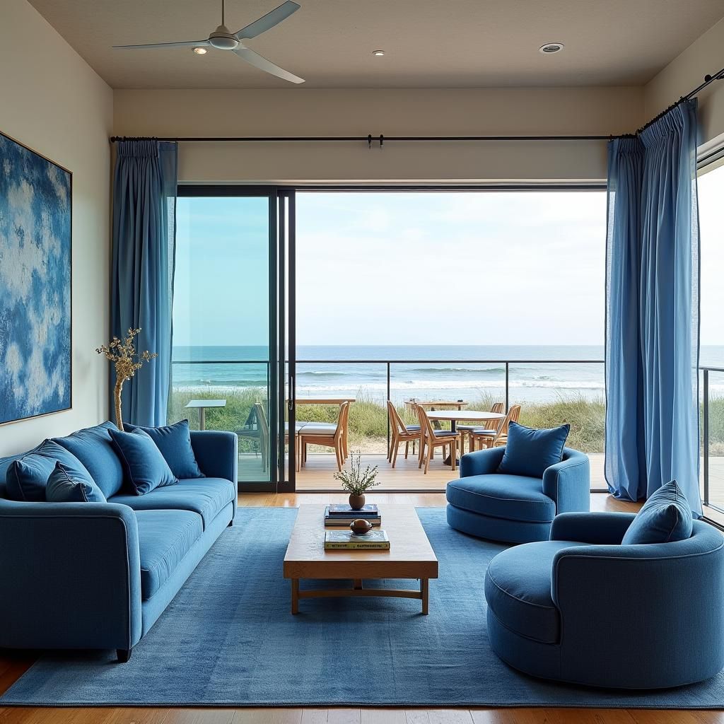 Blue Denim Family Room with Ocean View