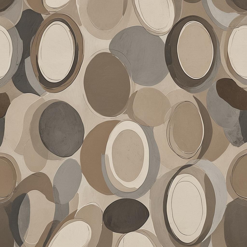Minimalist Abstract Ovals in Beige and Gray