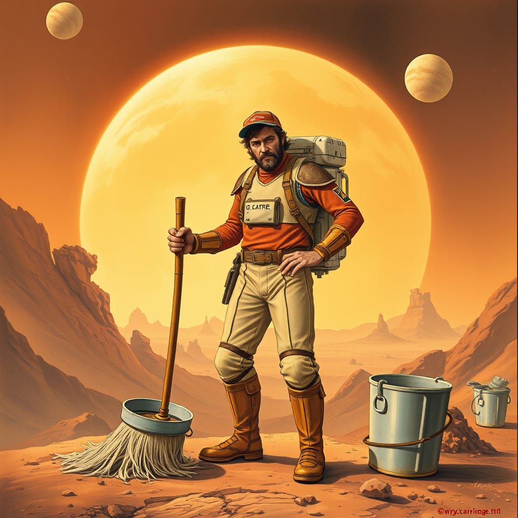 John Carter, Janitor of Mars with Mop