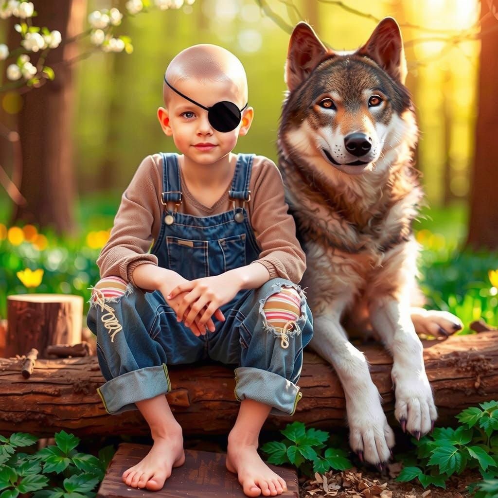 Two Friends Stand Together in a Vibrant Forest Glade