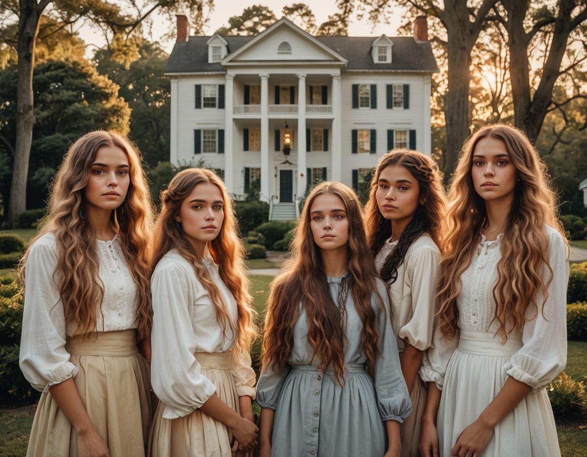 Sisters with Vivid Hair Colors Portrait