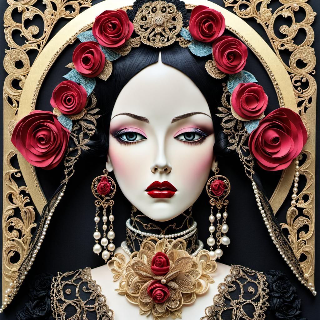 Decadent Mixed Media Collage Art with Gothic Elements