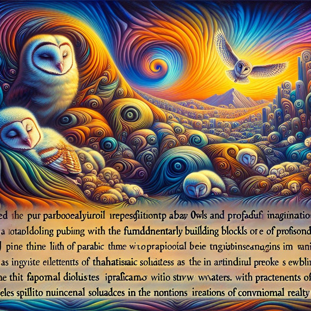 Surreal Oil Painting: The Sleep of Baby Owls
