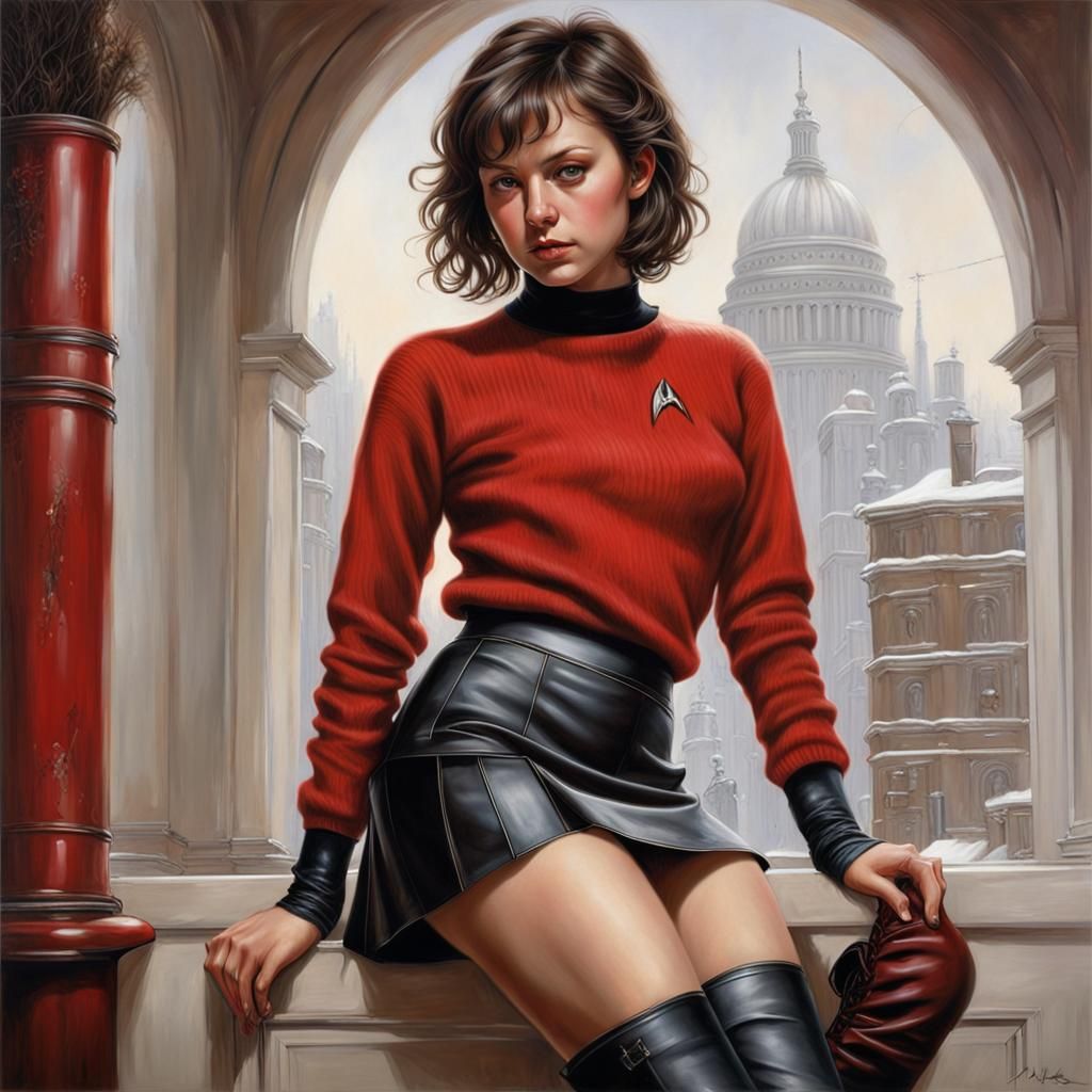 Beautiful Star Trek Crewmember Portrait in Pin-Up Style