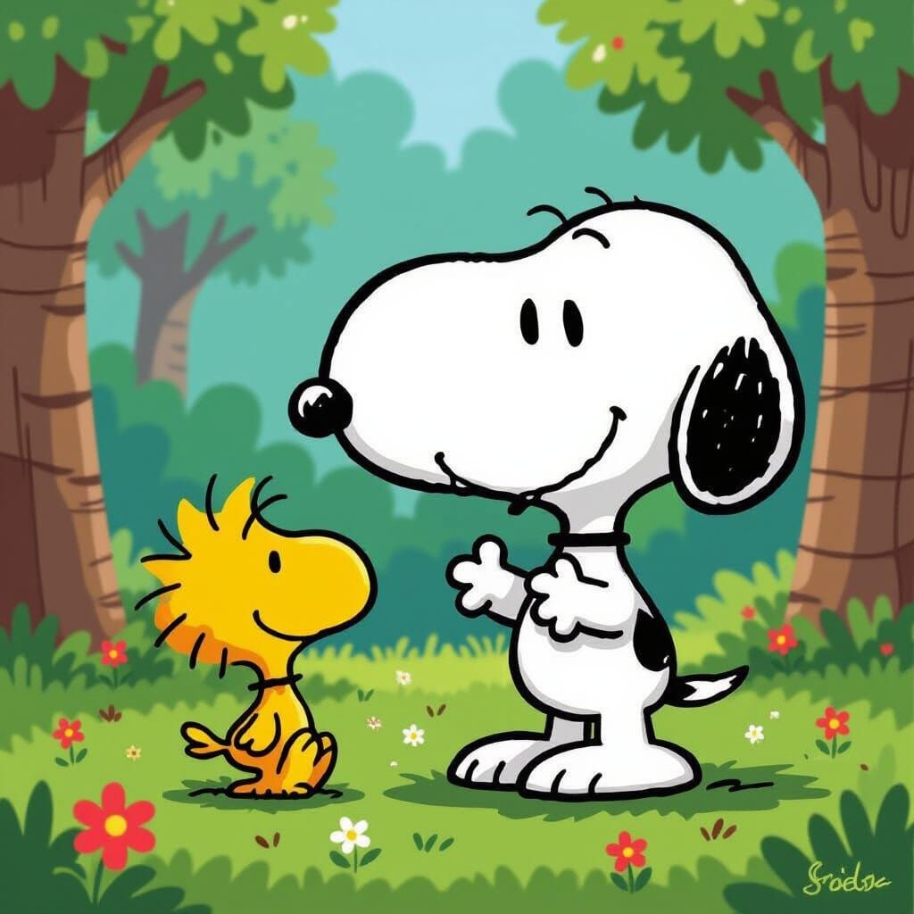 Snoopy and Woodstock: AI Generated Image