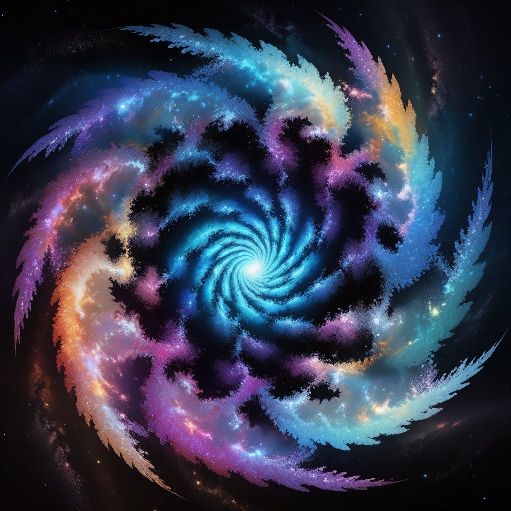 Vibrant Spiral Galaxy Unfolds in Hyperrealistic Fractal Danc...