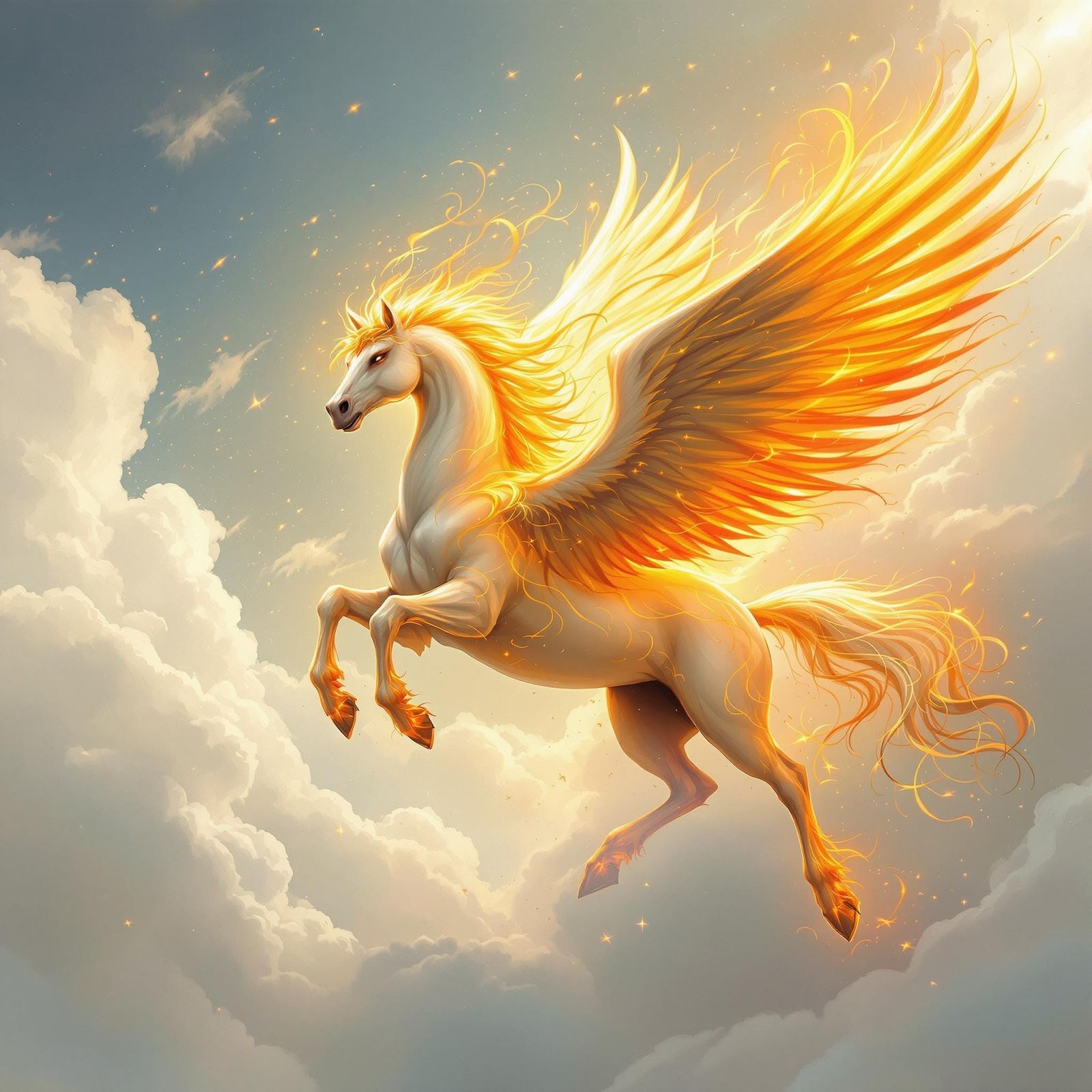Majestic Pegasus in Fiery Flight