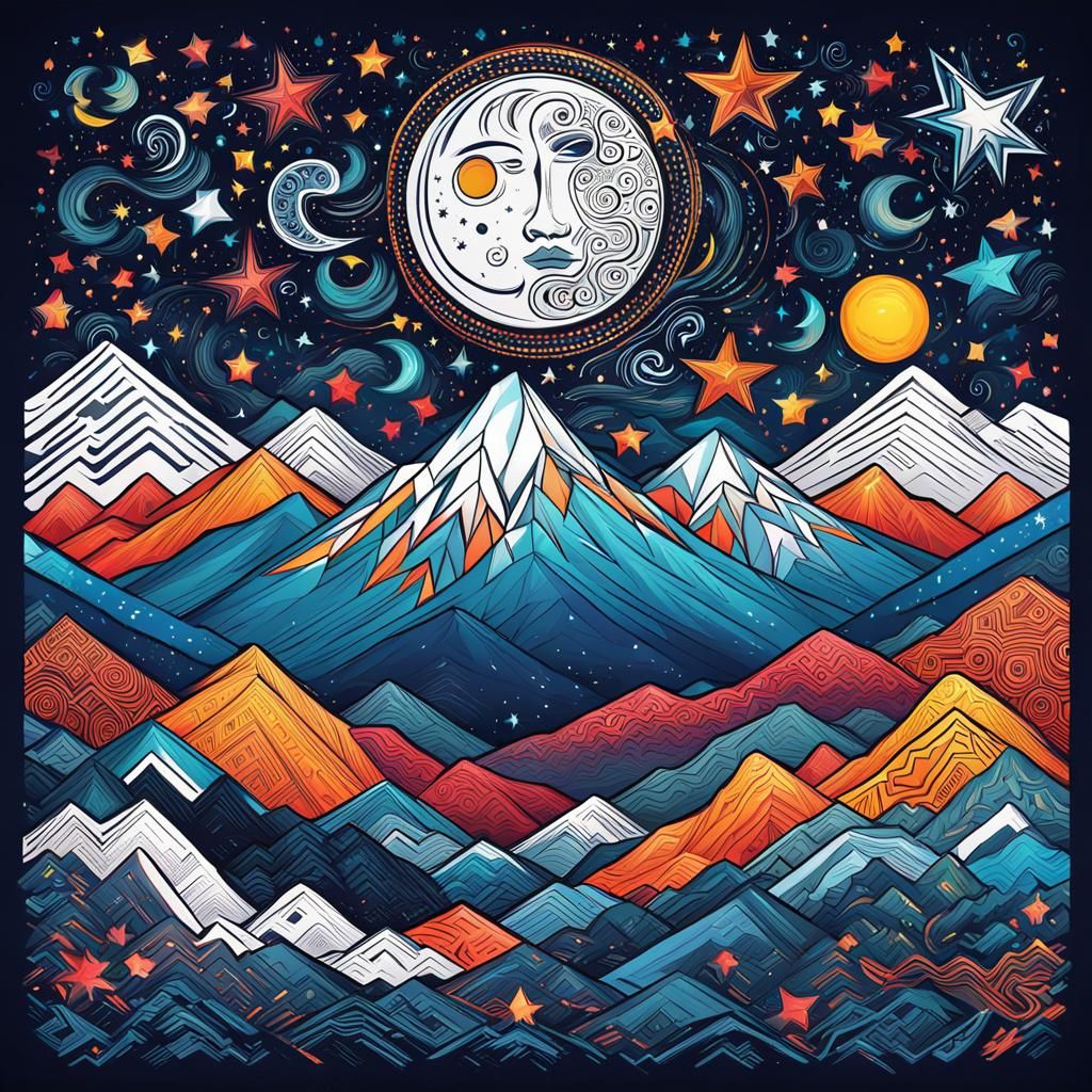 Tribal Stars and Moon Vector Art