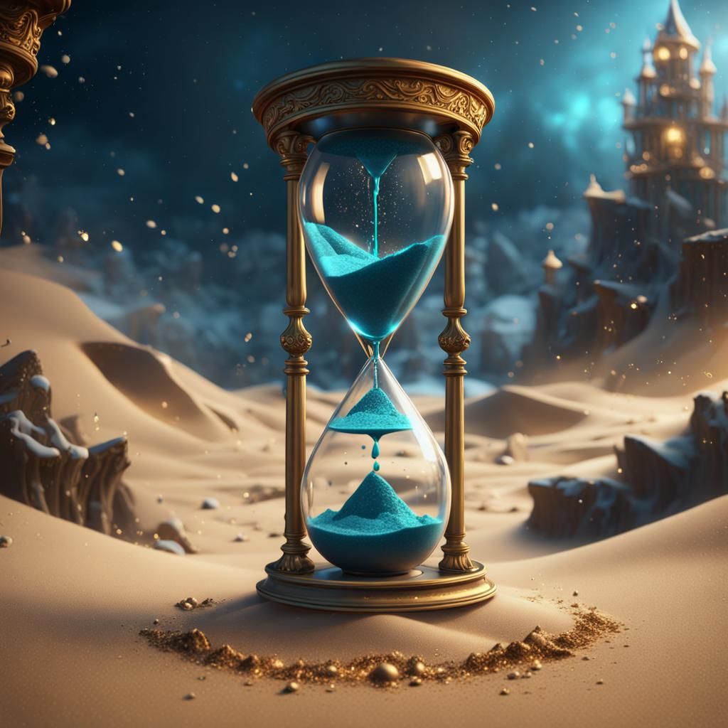 New Year's Eve Hourglass in Detailed Matte Painting