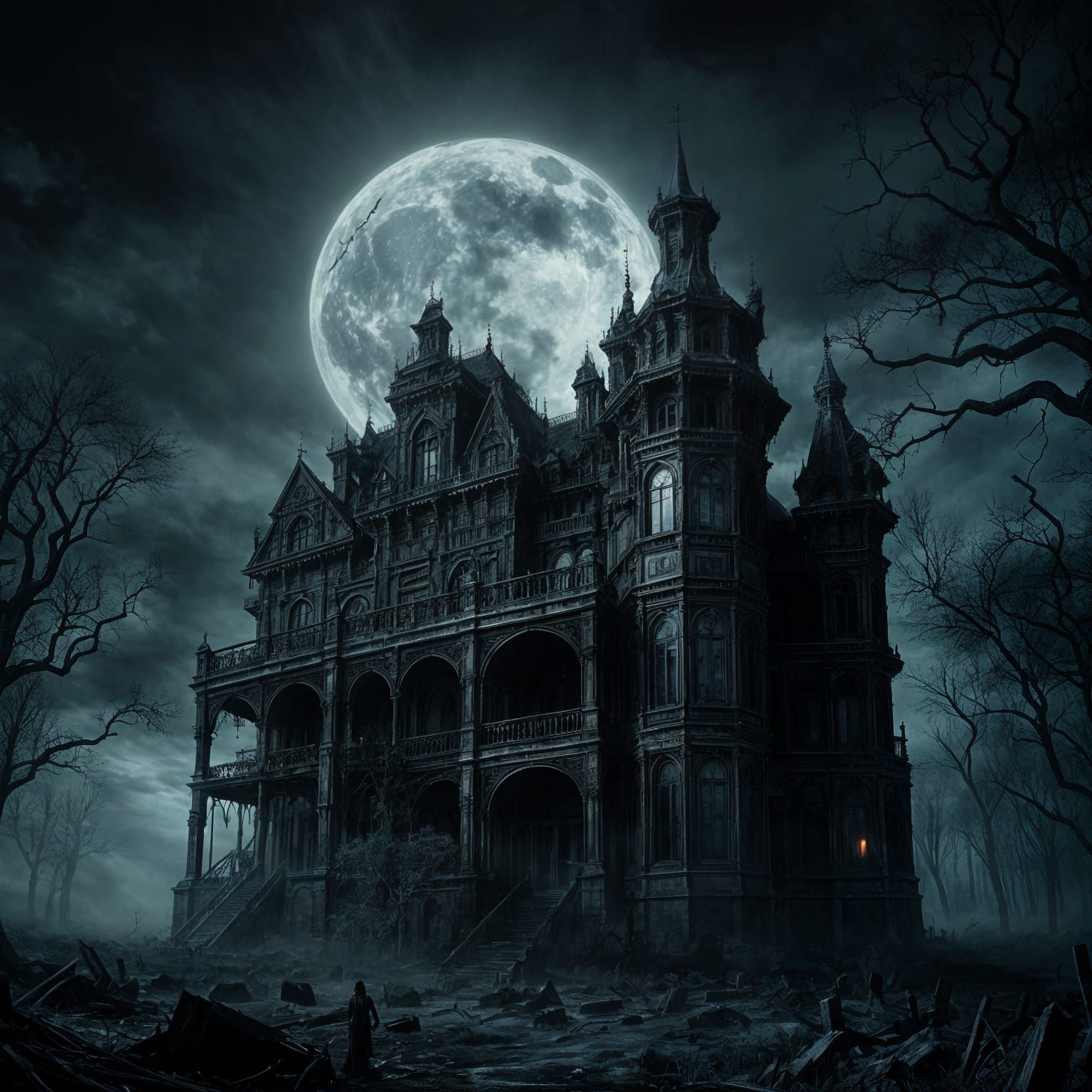 Eerie Haunted House Inspired by Horror Art