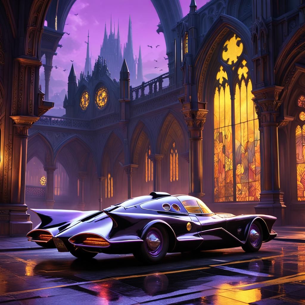 Gothic Batmobile in Dark Fantasy Concept Art
