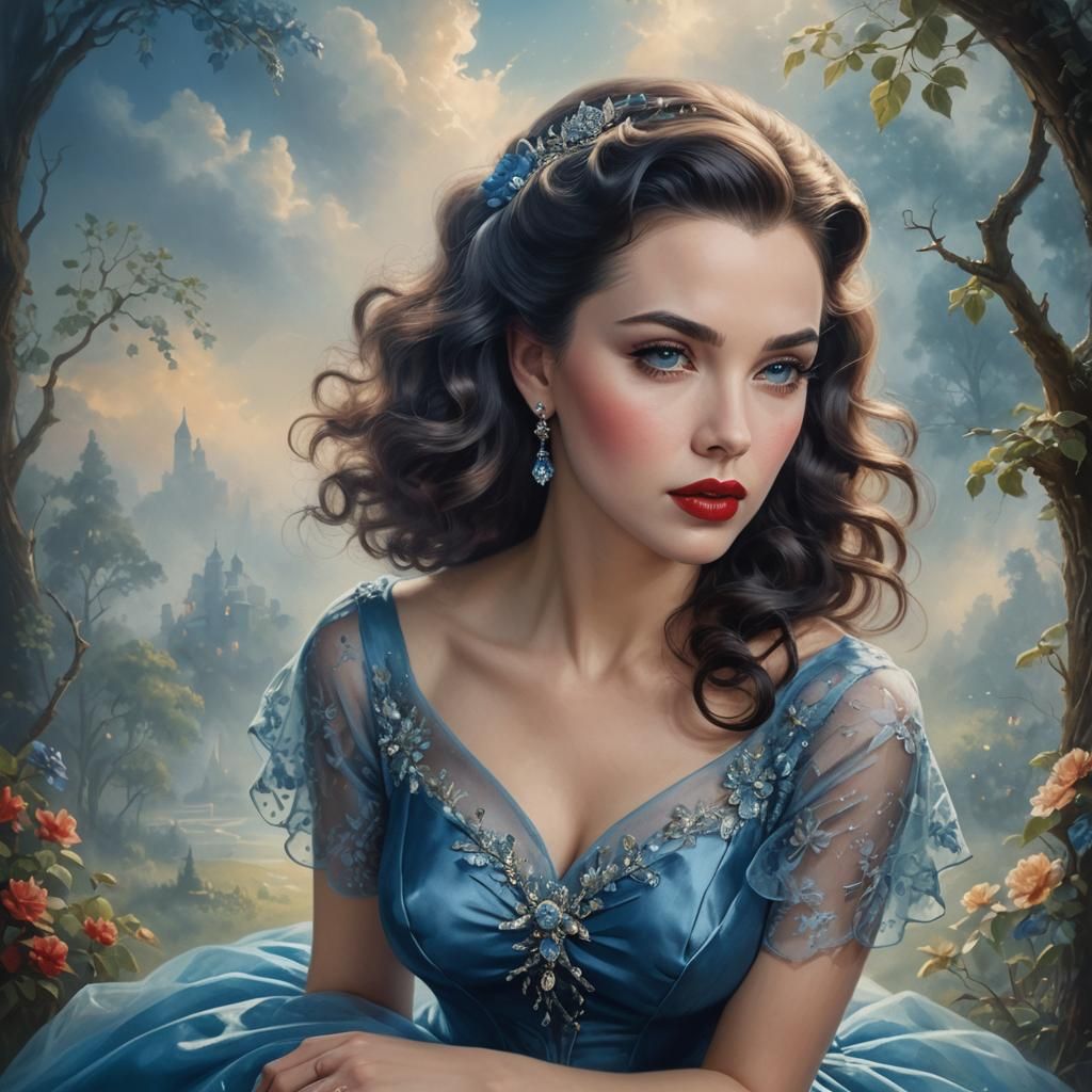 Vintage Portrait of Woman in 50s Pin-Up Style