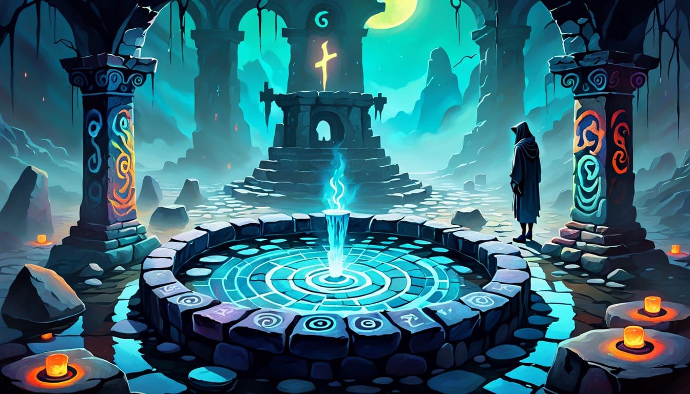 Ethereal Figure at the Well of Souls