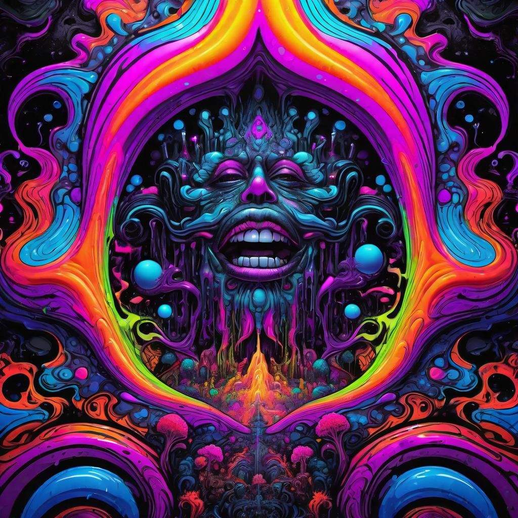 Psychedelic Graffiti Art in Fluorescent Black Light