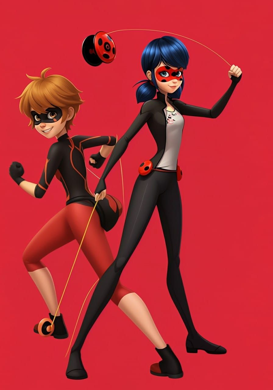Miraculous Ladybug and Tikki in Action