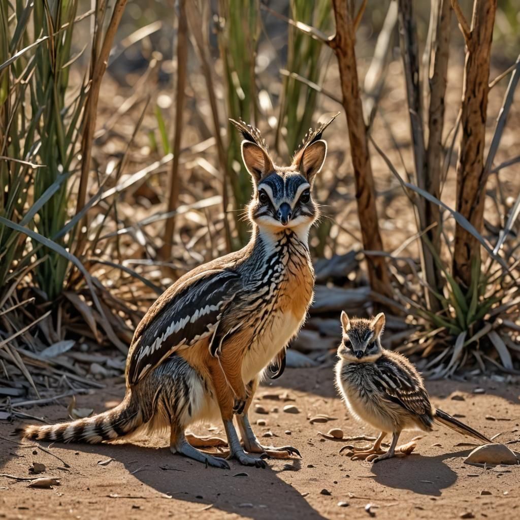 Feathery Numbat-Bird Hybrid Creature