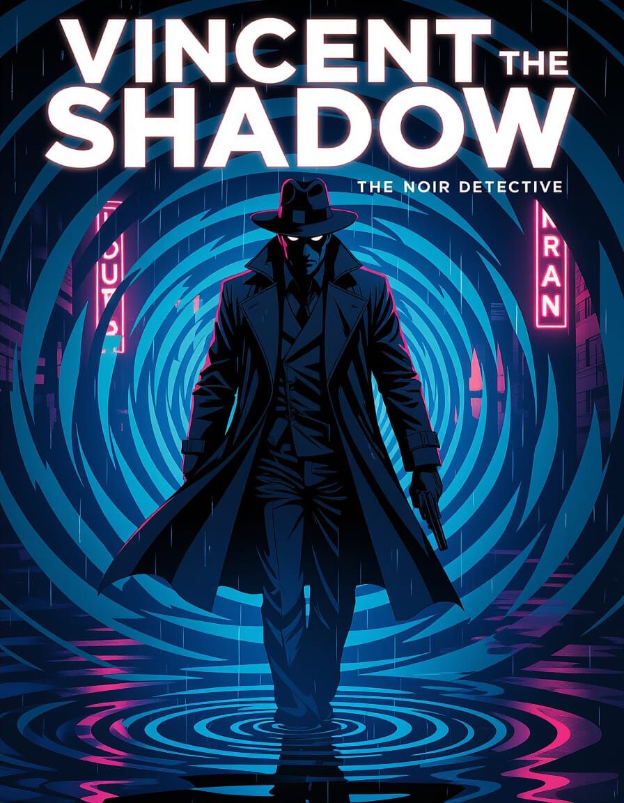 Noir Detective Emerges from Shadow Vortex