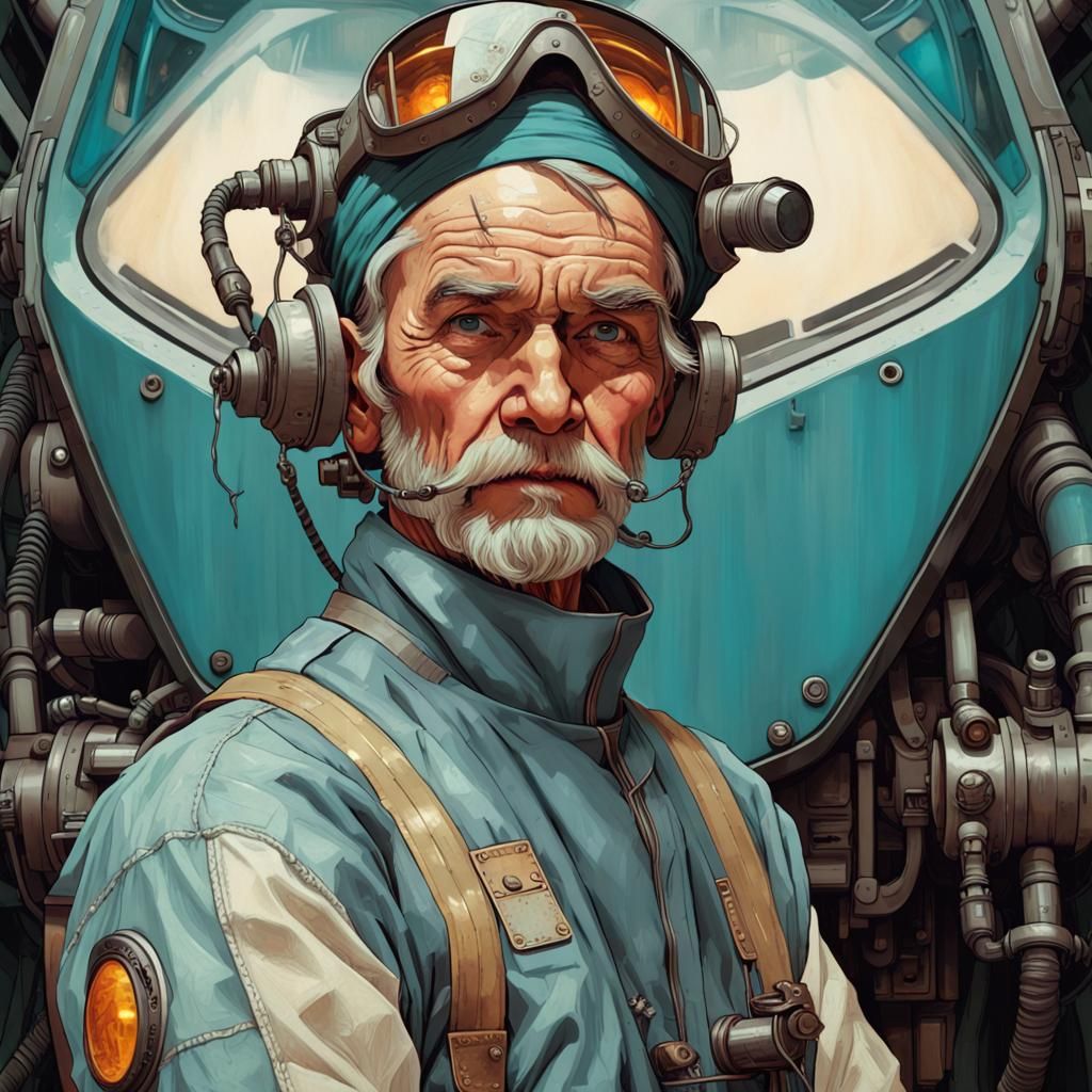 Extraterrestrial Mecha-Forklift Pilot Portrait