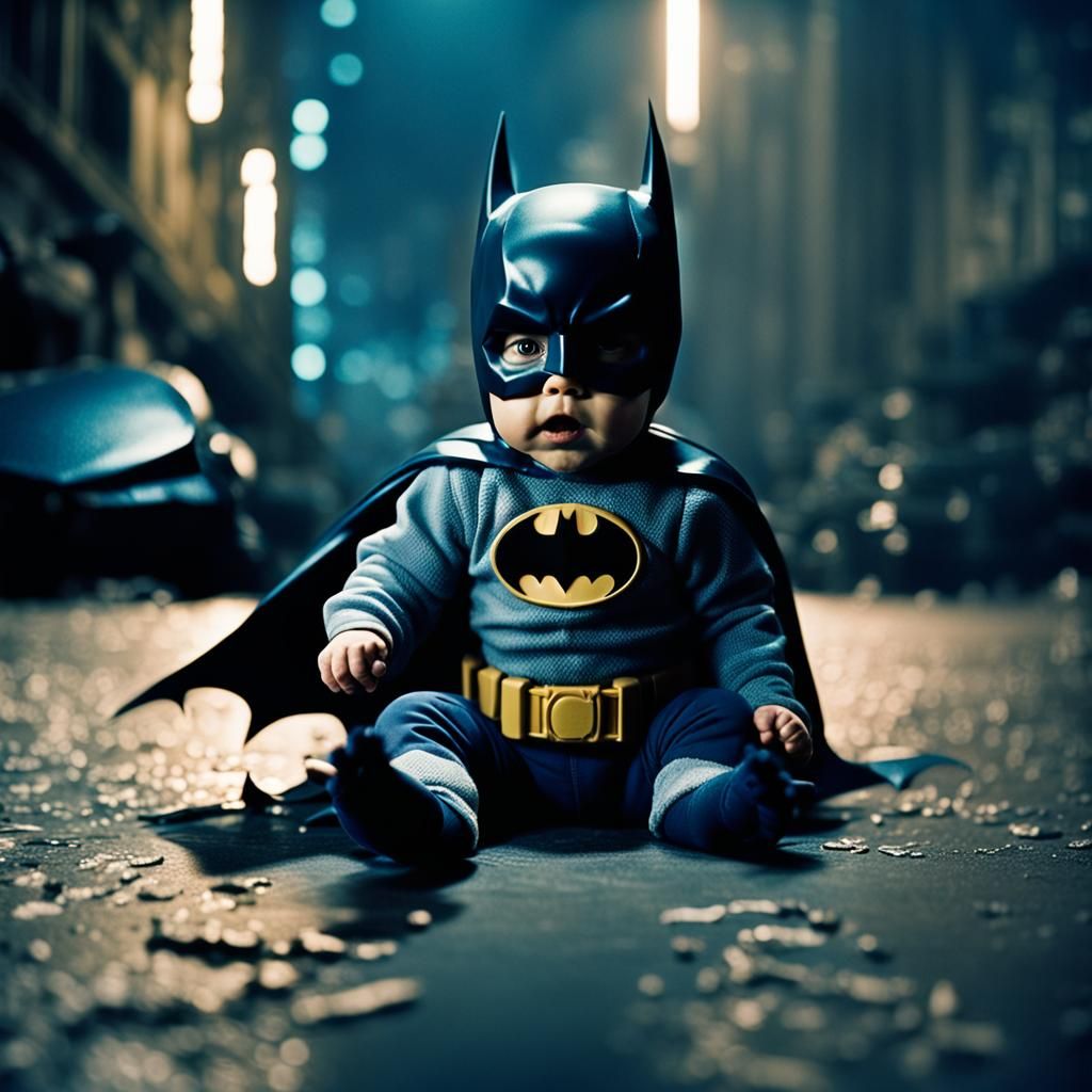 Cinematic Baby Batman Film Still