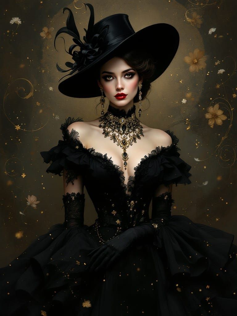 Ethereal Regal Beauty in Luxurious Victorian Gothic Attire