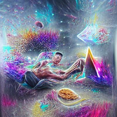 Astral Cosmic Meme in Pablo Amaringo Style