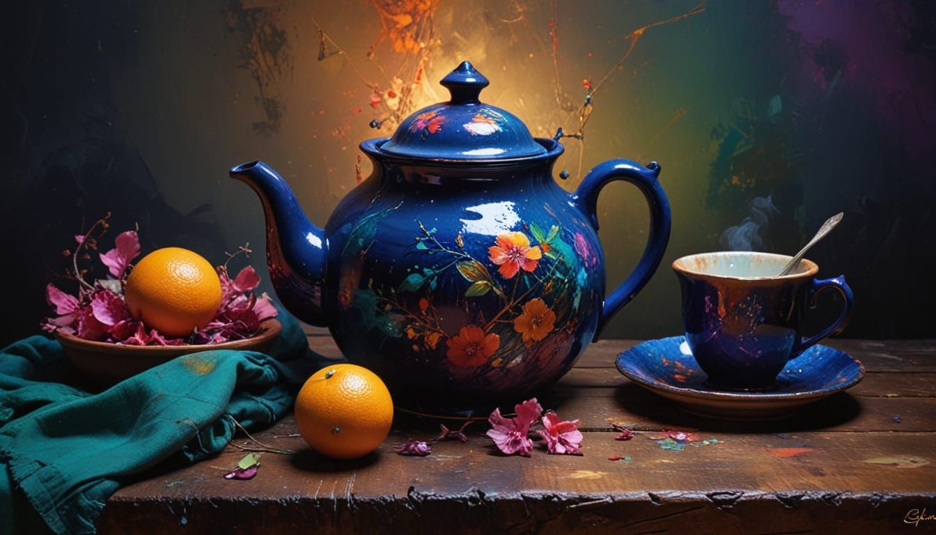 Rustic Still Life in Chiaroscurist Oil Painting