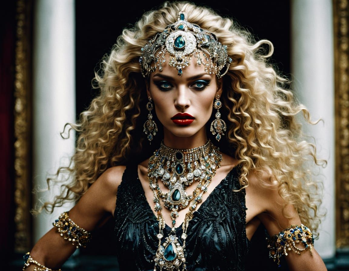 Exotic Dancer in Ornate Palace Setting