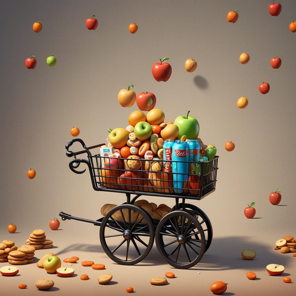 Pixar-Style Market Cart Still Life in 3D
