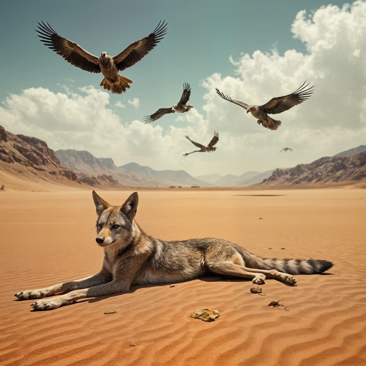 A Desert Coyote's Final Stand in a Stormy Wilderness