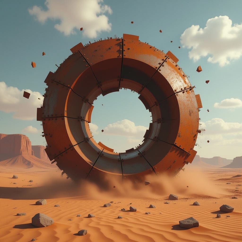 Vast Metal Vortex in Desert: Digital Matte Painting