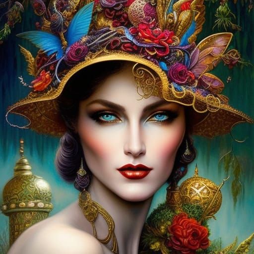 Fae Queen Portrait with Elaborate Hat