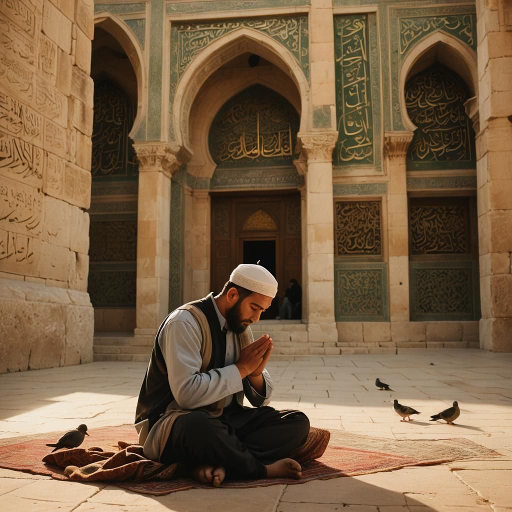 Muslim Praying at Al Aqsa Mosque in Jerusalem