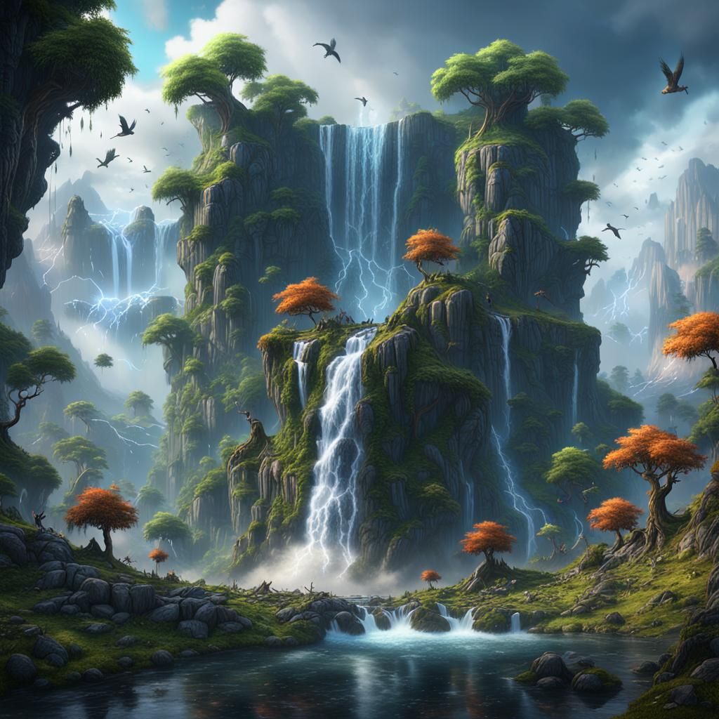Dreamcatcher's Paradise: Vibrant Fantasy Landscape