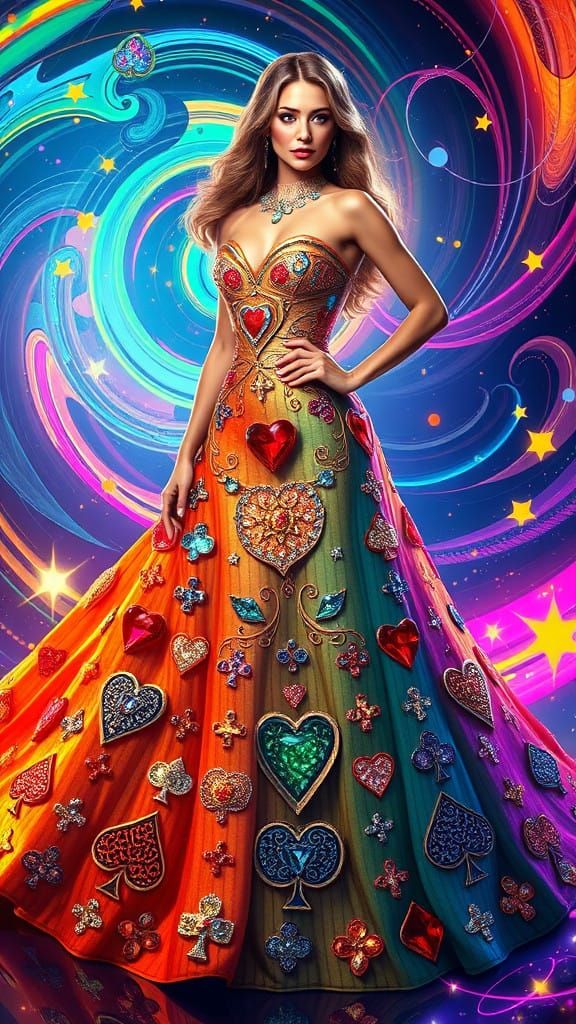 Surreal Art Nouveau Goddess in Whirlwind of Color