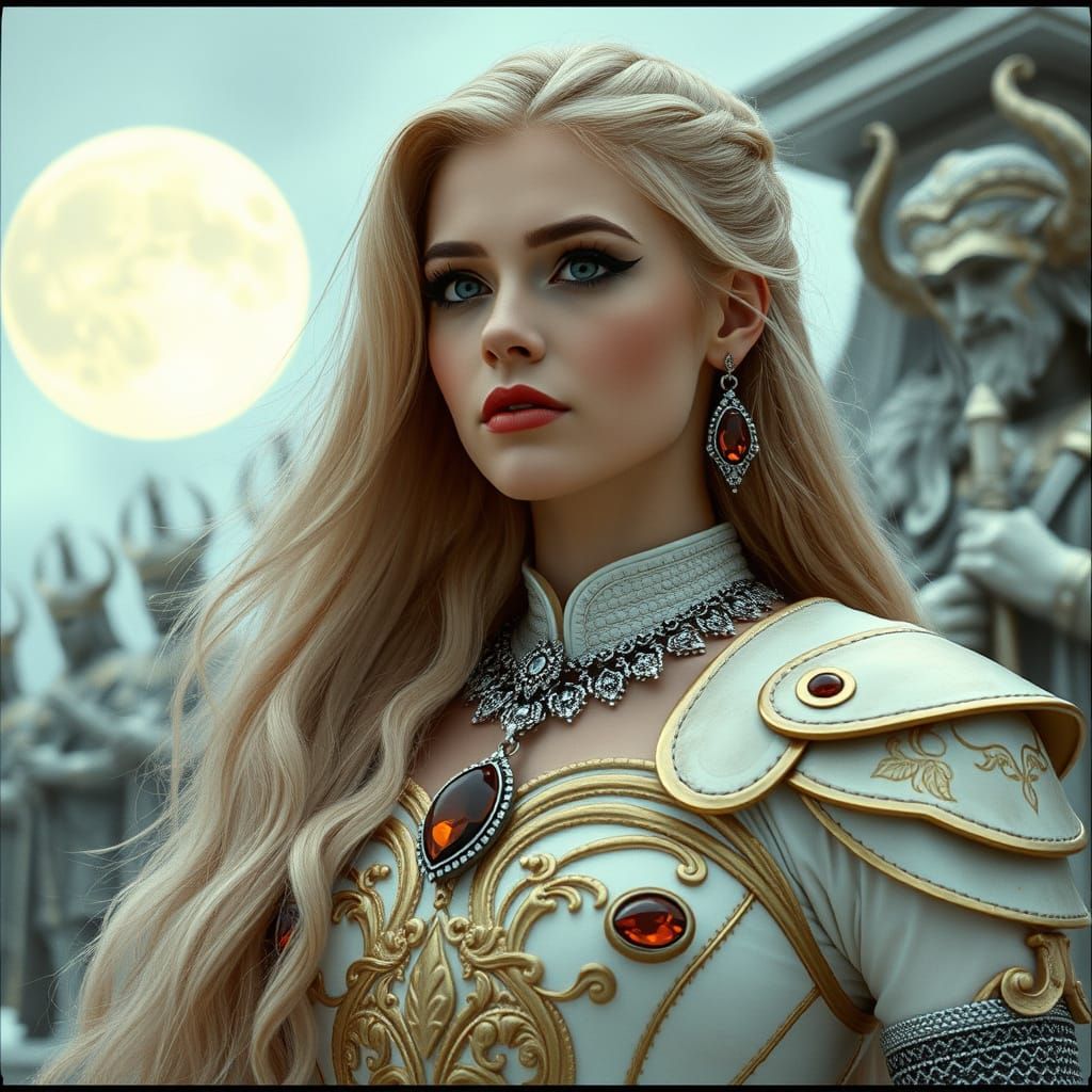 Ethereal Goddess in Snowy Viking Landscape