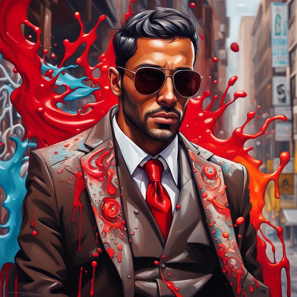 Man in Suit: Graffiti Art Style