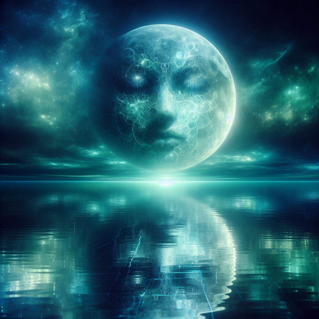 Moonlit Oceanic Majesty in Digital Art