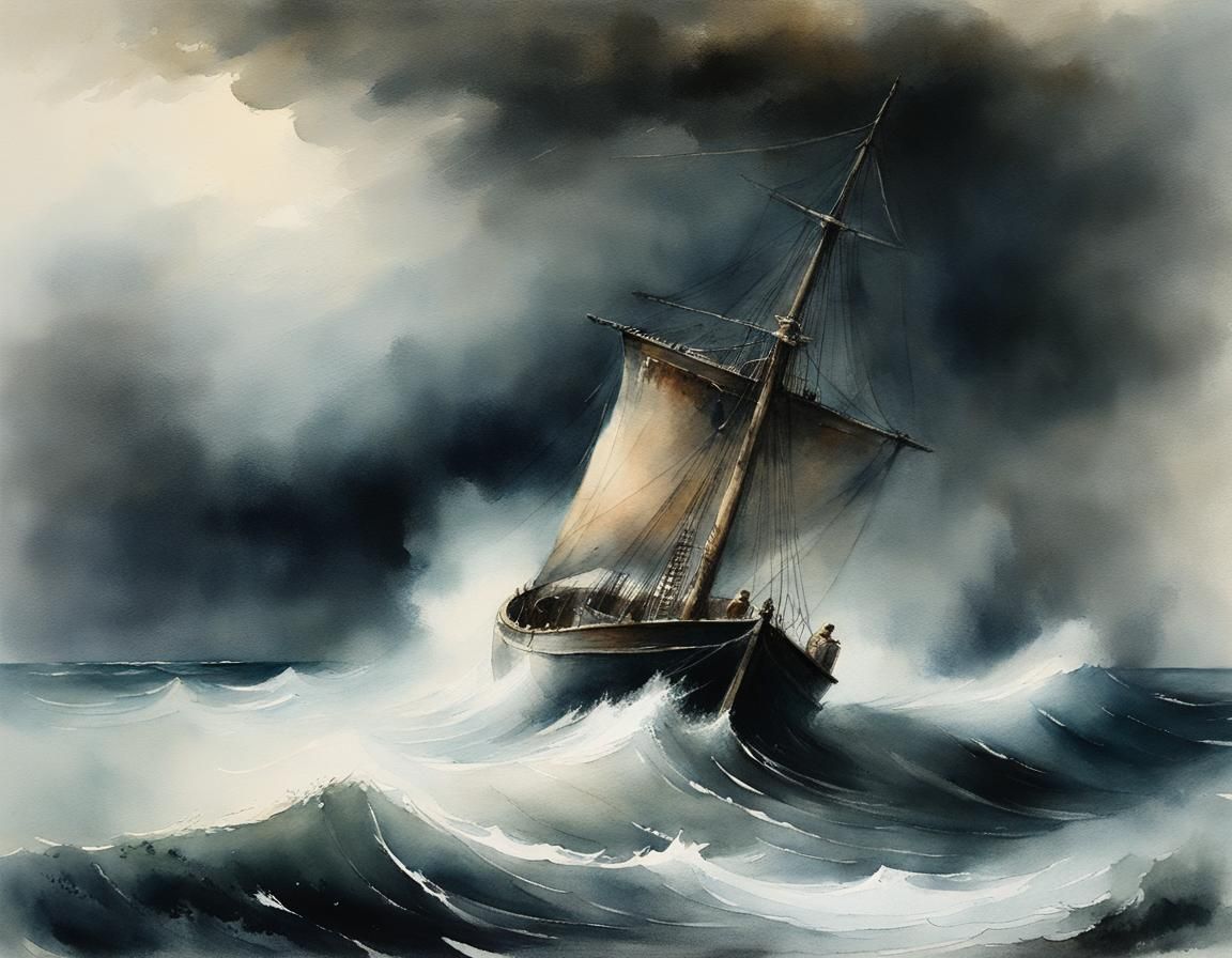 Stormy Seas: A Watercolor Maritime Painting