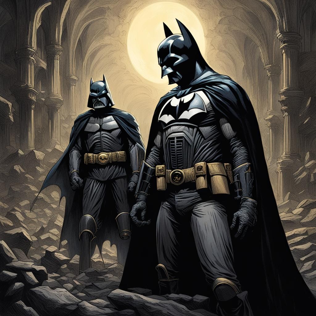 Batman and Darth Vader Fusion in Horror Style