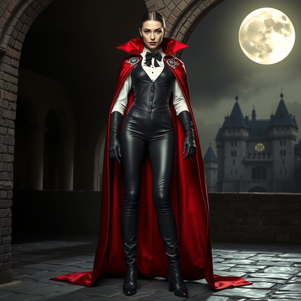 Elegant Vampire Countess in Black Tie Attire