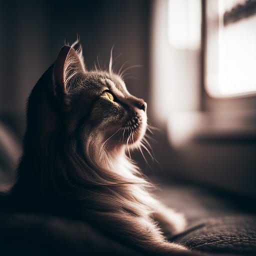 Close-Up Cat Portrait with Ambient Lighting