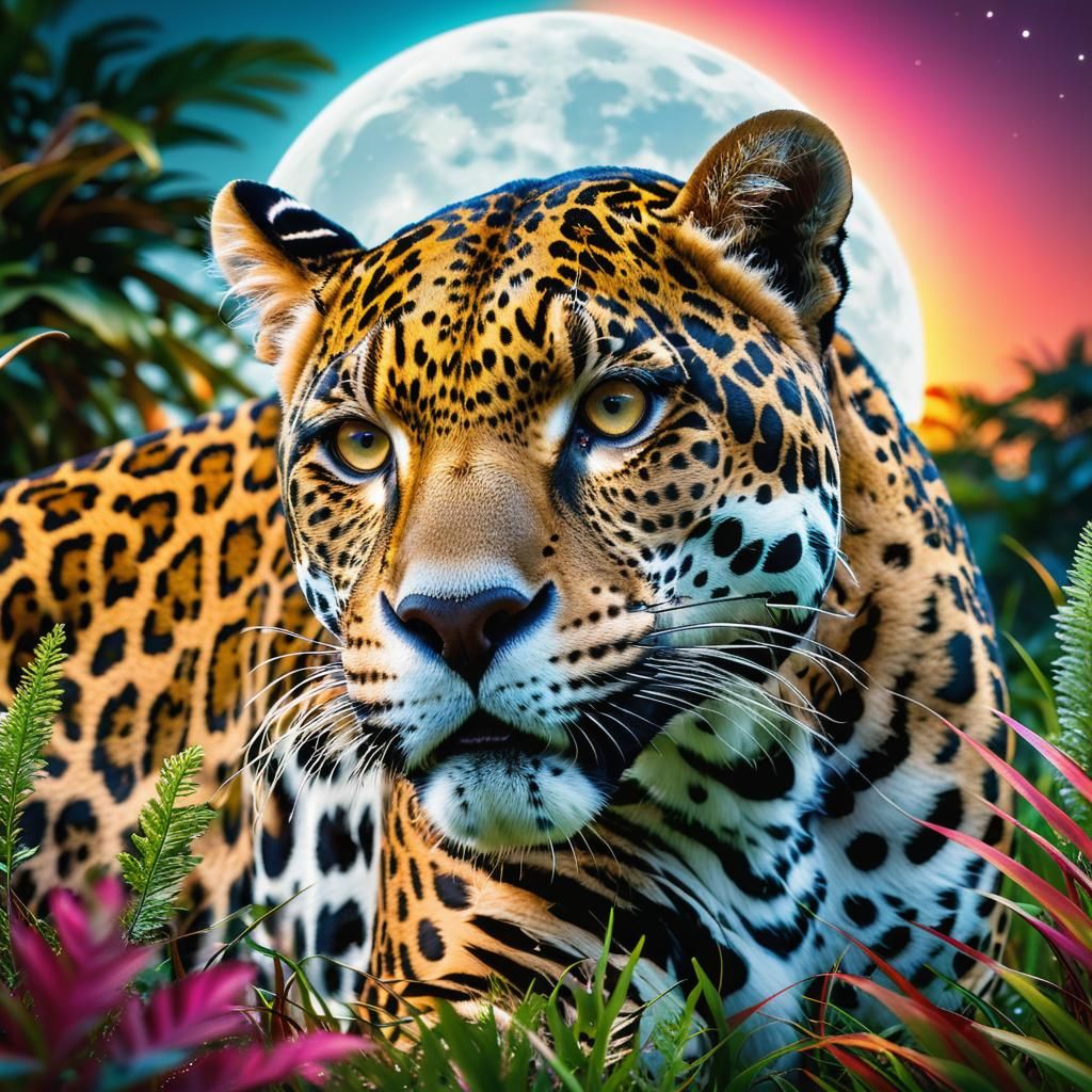 Hyperreal Jaguar Close-Up in Macro Photography