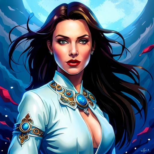 Gothic Snow Beauty Portrait, Fantasy Magazine Cover Art